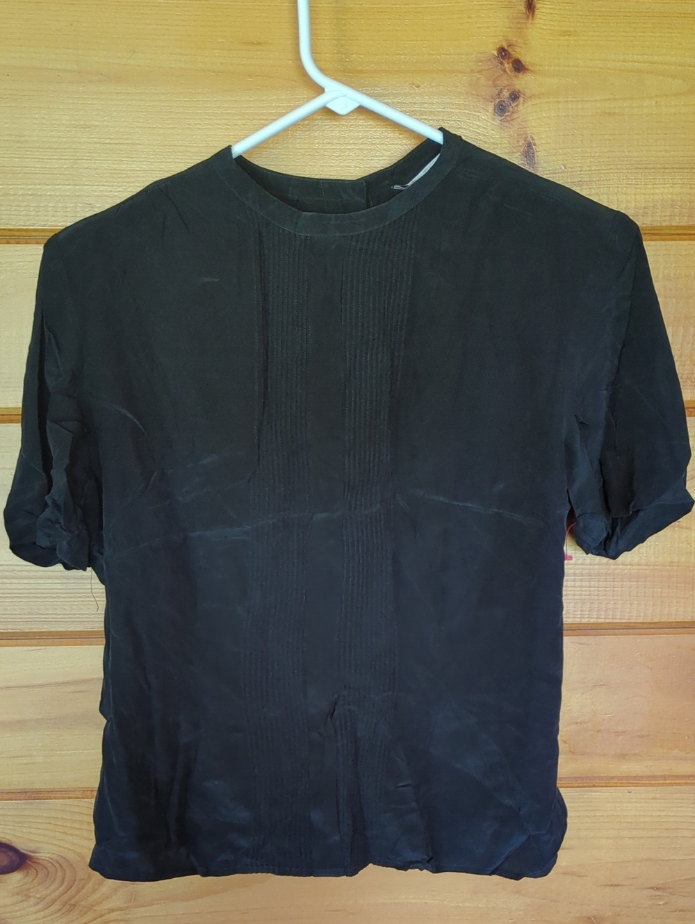 Vintage Westminster Lace Women's Black Short-Sleeve Pleated Front Shirt